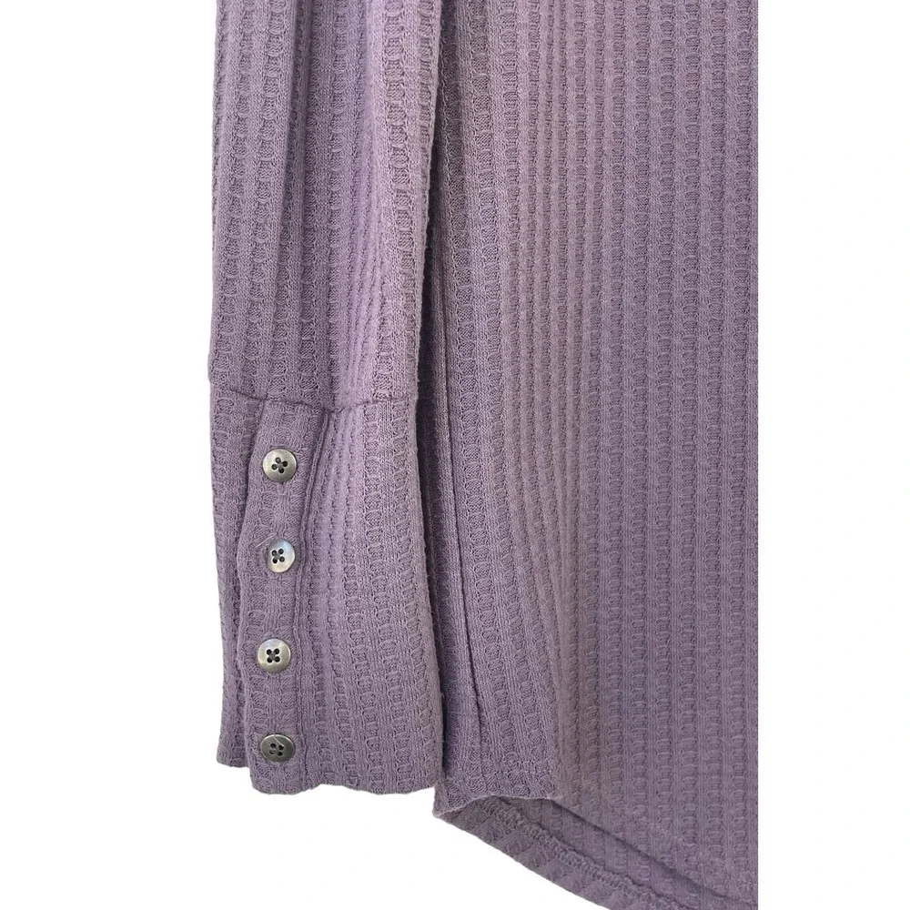 Chaser Waffle Knit Long Sleeve Thermal Top Mystic Purple Small Casual Cozy